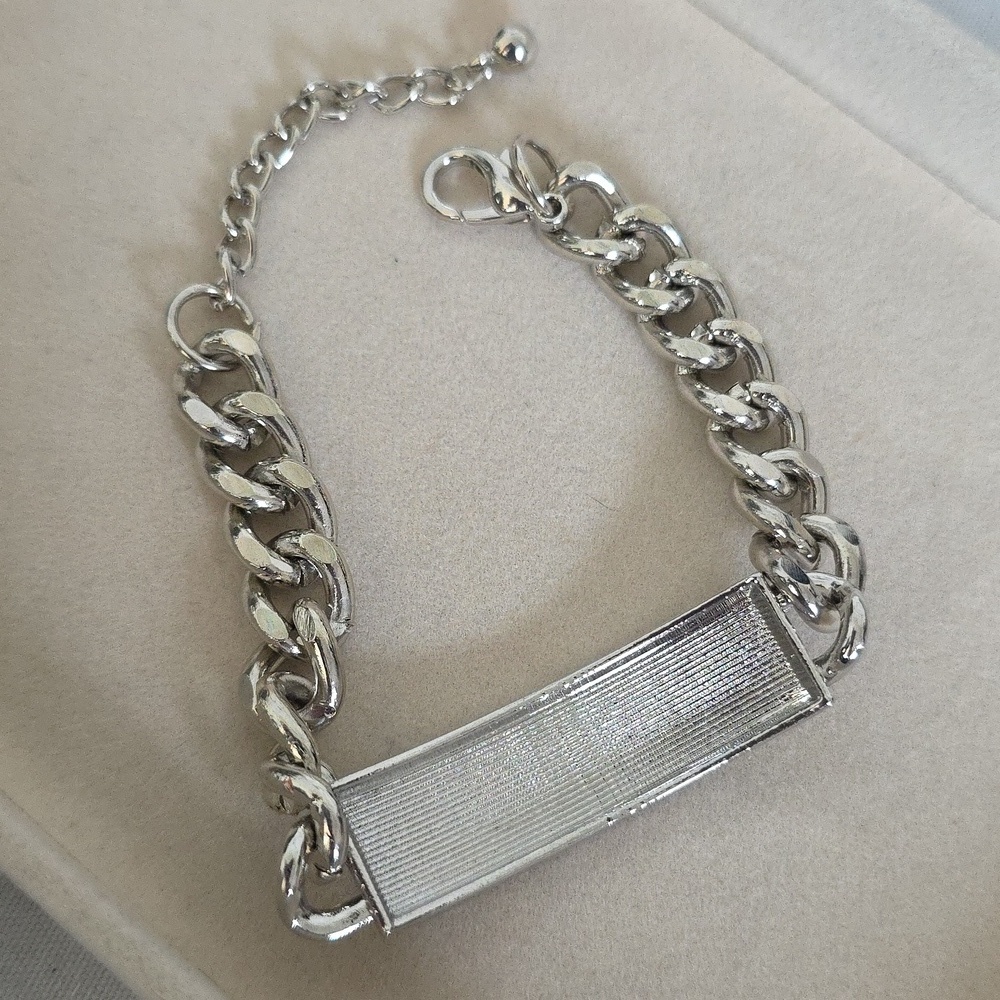 Silver Chunky Cuban Link ID Style Bracelet " Trust No B*tch" - Picture 4 of 7